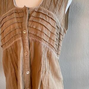 Boho taupe button front sleeveless